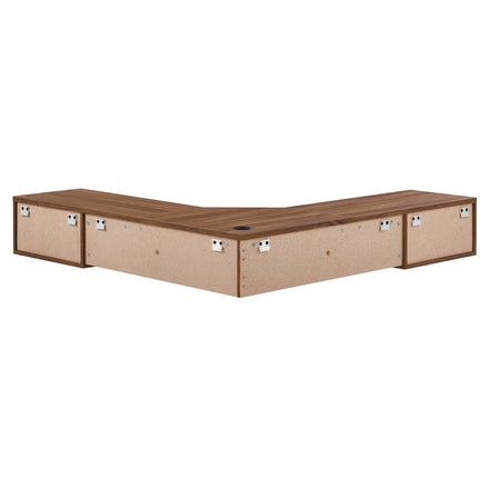 Render Wall Mount Corner Office Desk in Walnut