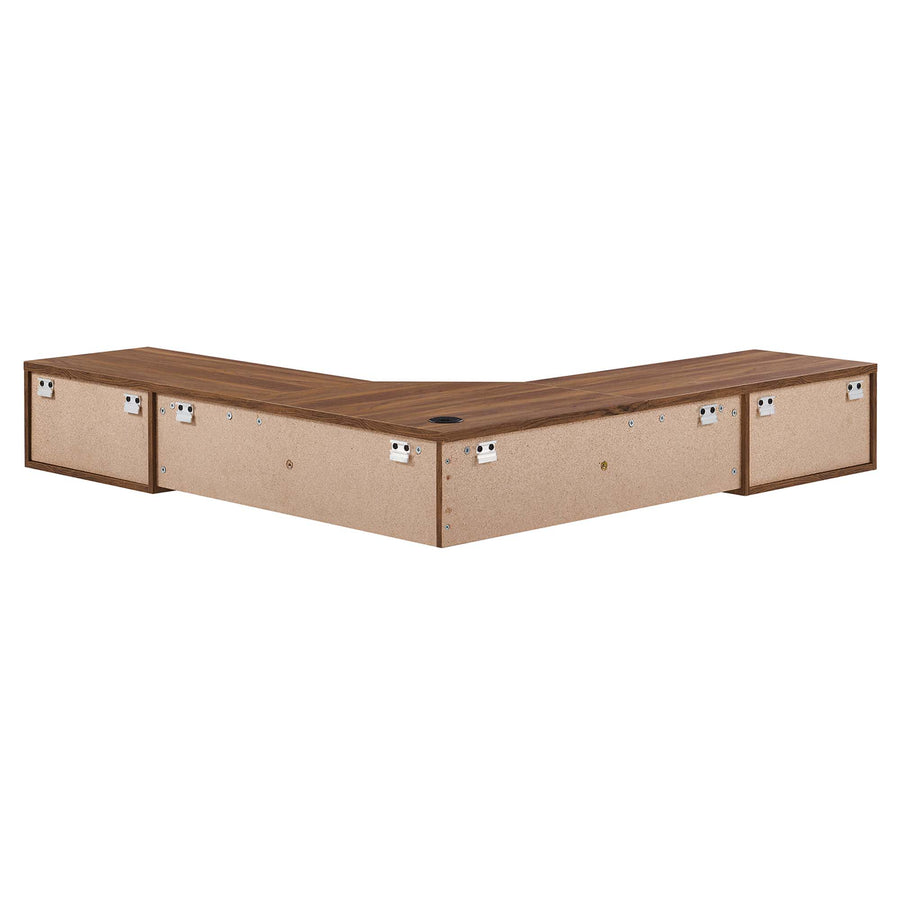 Vera Wall Mount Corner Office Desk in Walnut