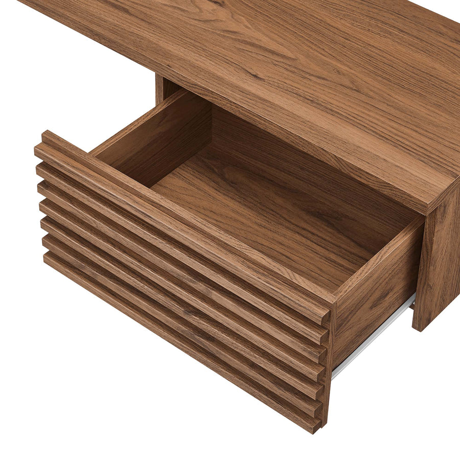 Vera Wall Mount Corner Office Desk in Walnut