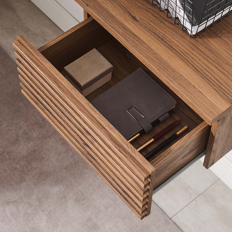 Vera Wall Mount Corner Office Desk in Walnut