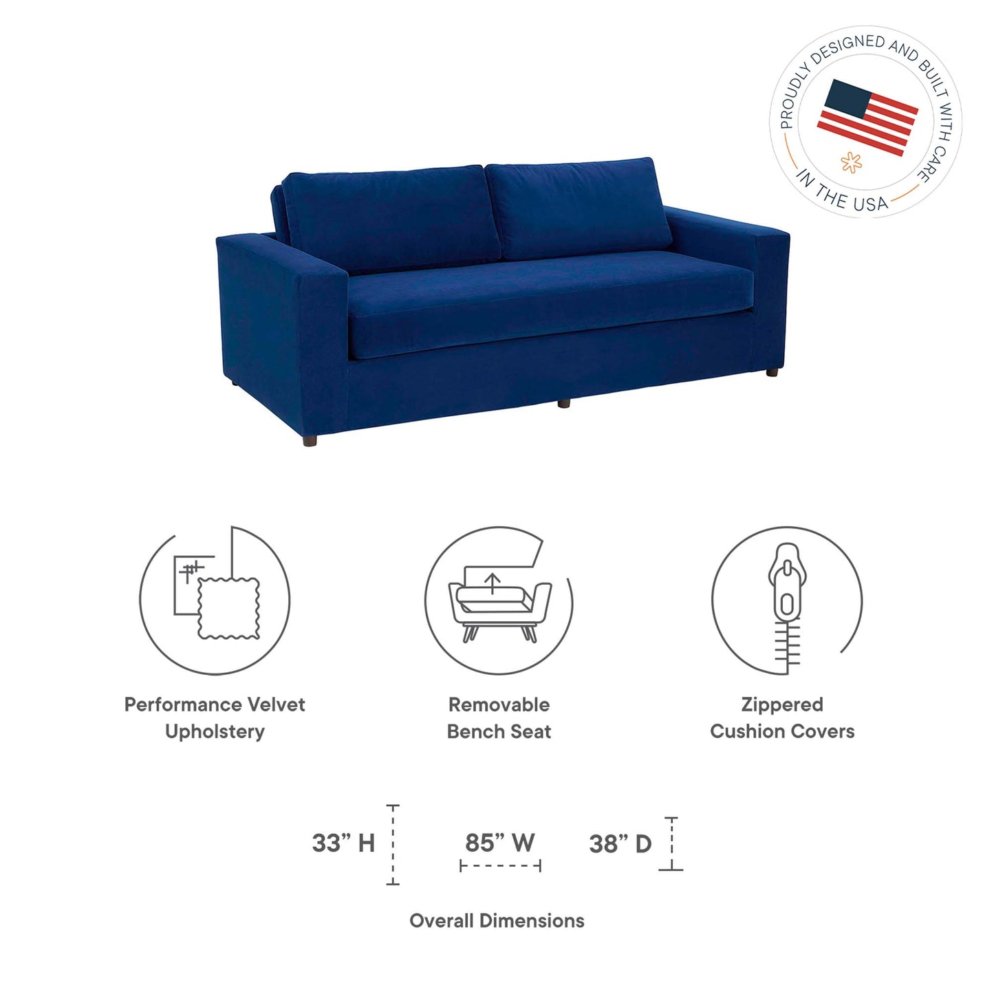 Avendale Velvet Sofa by Furniture for America