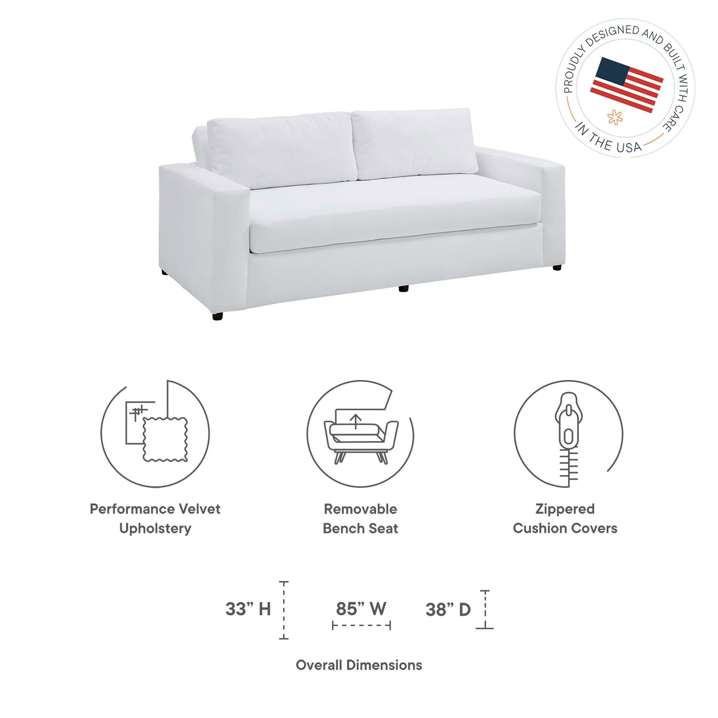 Avendale Velvet Sofa by Furniture for America