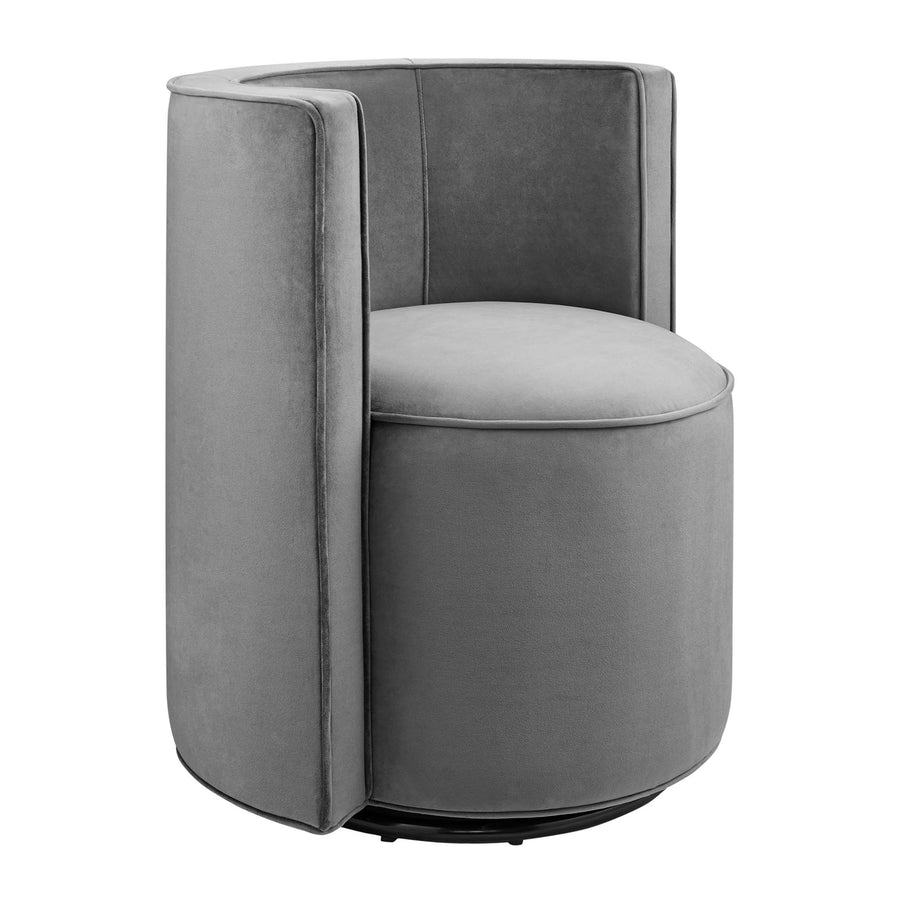 Leon Performance Velvet Fabric Swivel Chair in Gray