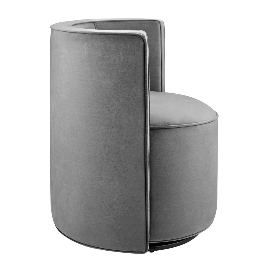 Leon Performance Velvet Fabric Swivel Chair in Gray