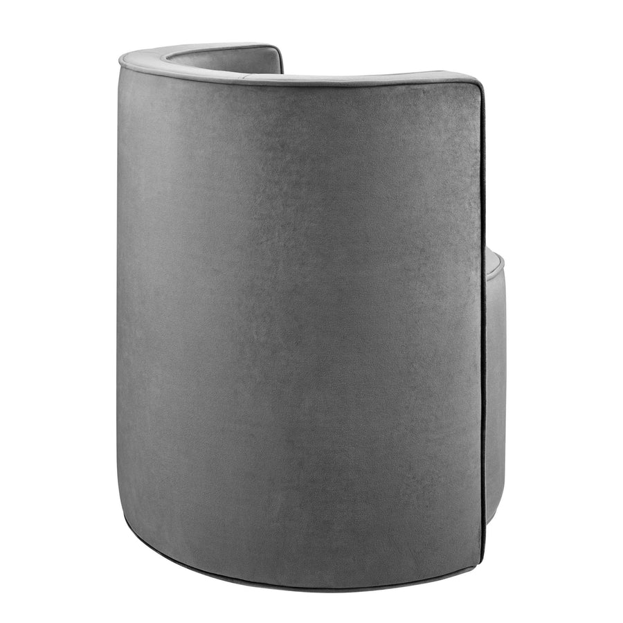 Leon Performance Velvet Fabric Swivel Chair in Gray