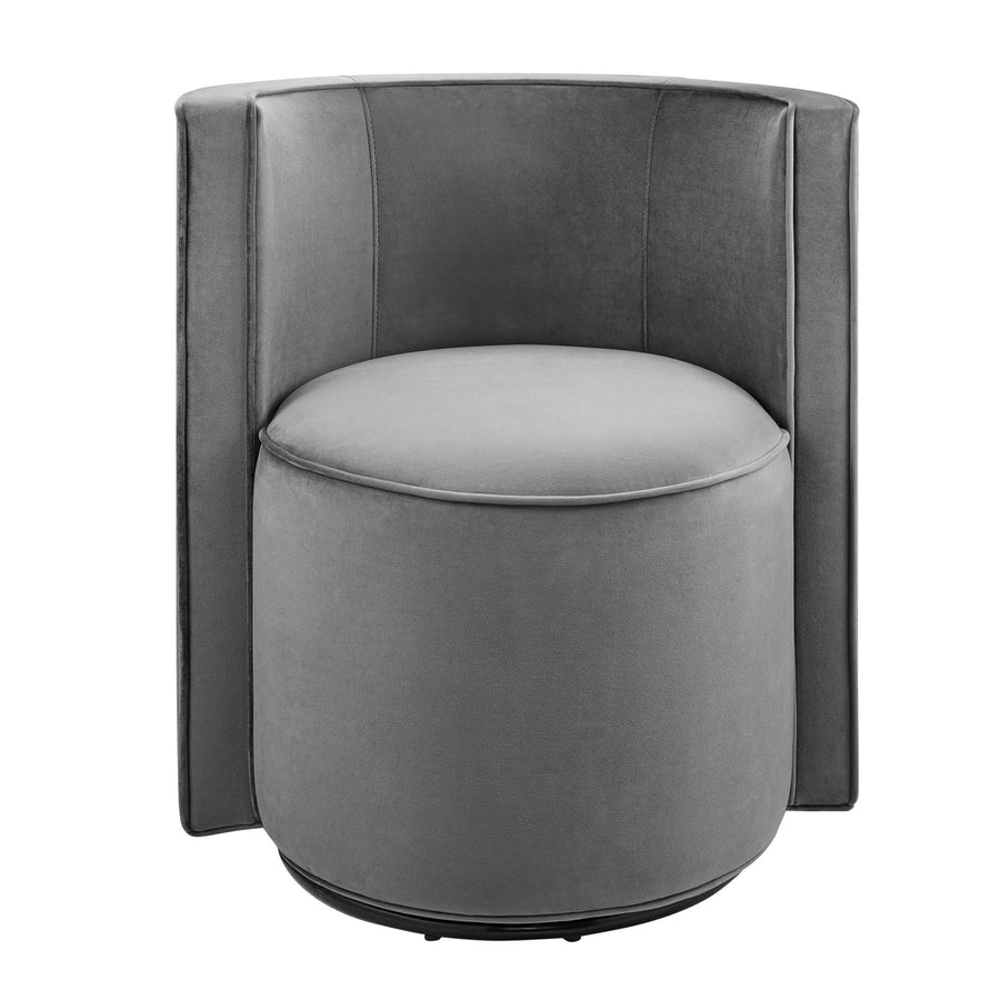 Leon Performance Velvet Fabric Swivel Chair in Gray