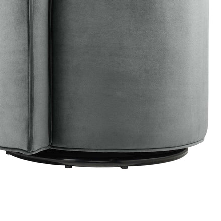 Della Performance Velvet Fabric Swivel Chair in Gray