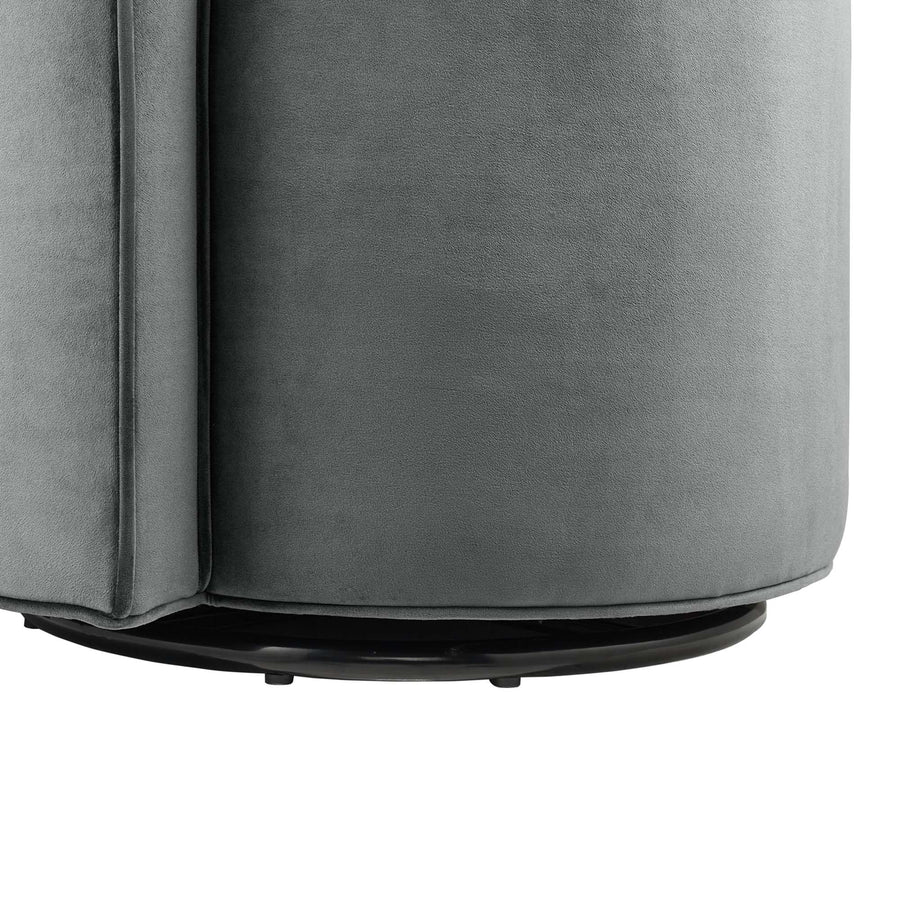 Leon Performance Velvet Fabric Swivel Chair in Gray