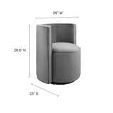 Leon Performance Velvet Fabric Swivel Chair in Gray