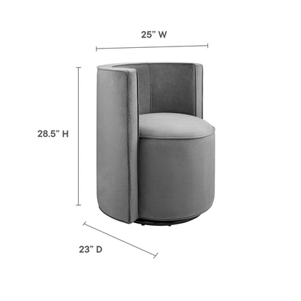 Della Performance Velvet Fabric Swivel Chair in Gray