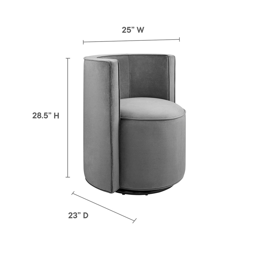 Leon Performance Velvet Fabric Swivel Chair in Gray