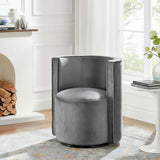 Leon Performance Velvet Fabric Swivel Chair in Gray