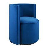 Leon Performance Velvet Fabric Swivel Chair in Navy