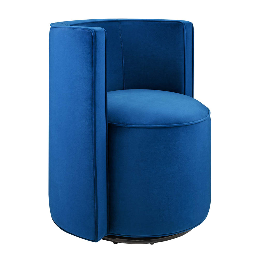 Leon Performance Velvet Fabric Swivel Chair in Navy
