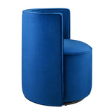 Leon Performance Velvet Fabric Swivel Chair in Navy