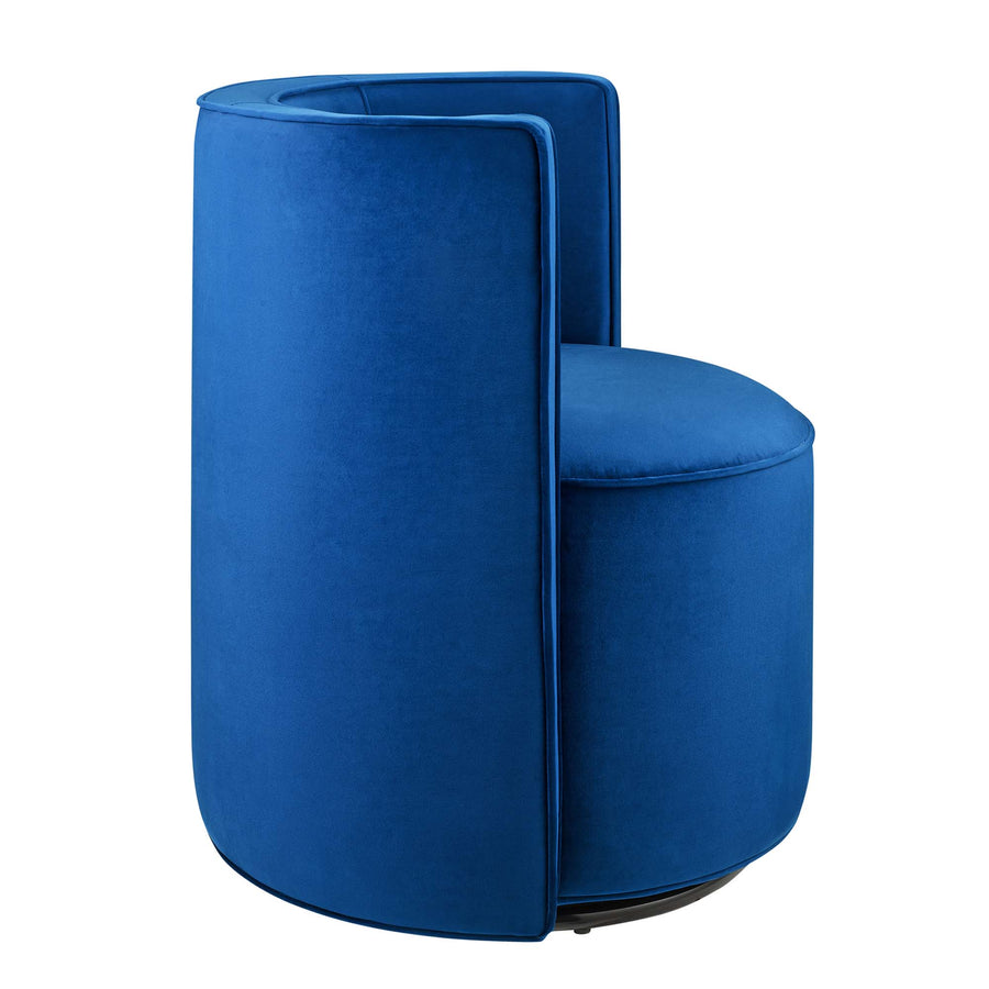 Leon Performance Velvet Fabric Swivel Chair in Navy