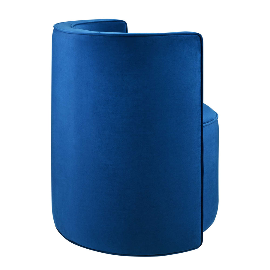 Leon Performance Velvet Fabric Swivel Chair in Navy