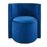 Leon Performance Velvet Fabric Swivel Chair in Navy