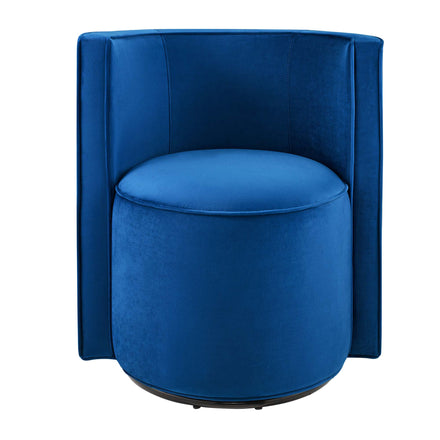 Della Performance Velvet Fabric Swivel Chair in Navy