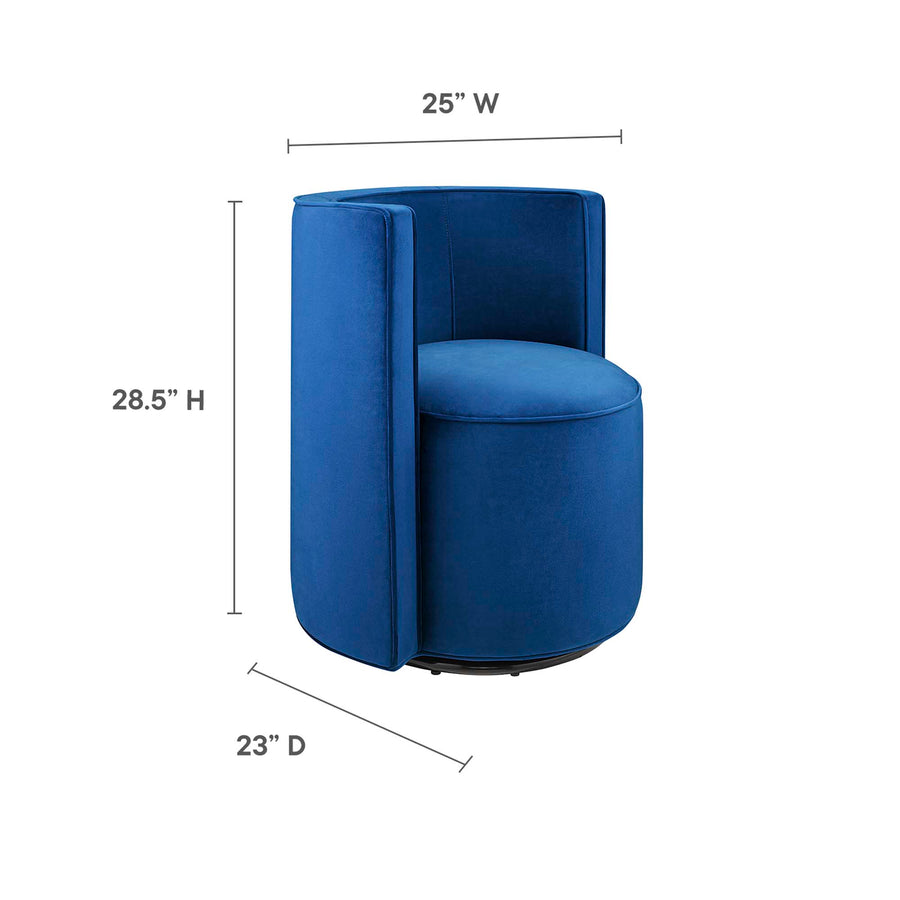 Leon Performance Velvet Fabric Swivel Chair in Navy