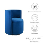 Leon Performance Velvet Fabric Swivel Chair in Navy