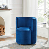 Leon Performance Velvet Fabric Swivel Chair in Navy