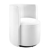 Leon Performance Velvet Fabric Swivel Chair in White