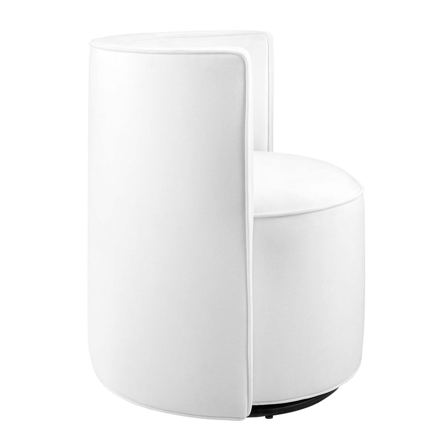 Leon Performance Velvet Fabric Swivel Chair in White