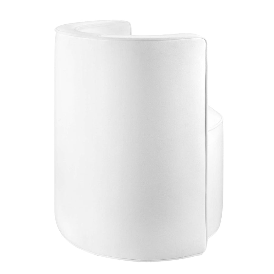 Leon Performance Velvet Fabric Swivel Chair in White