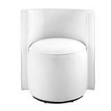 Leon Performance Velvet Fabric Swivel Chair in White