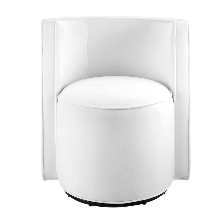 Leon Performance Velvet Fabric Swivel Chair in White