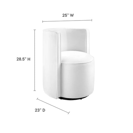 Della Performance Velvet Fabric Swivel Chair in White