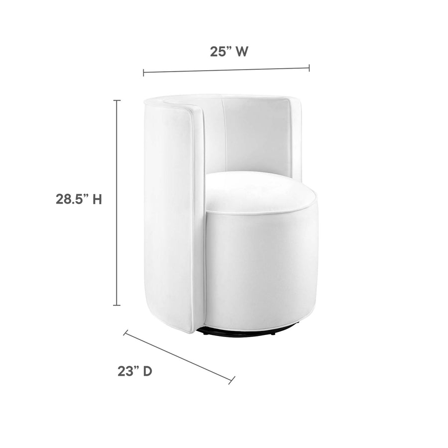 Leon Performance Velvet Fabric Swivel Chair in White