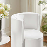 Leon Performance Velvet Fabric Swivel Chair in White