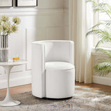 Leon Performance Velvet Fabric Swivel Chair in White
