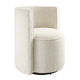 Leon Boucle Fabric Swivel Chair in Ivory