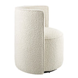 Leon Boucle Fabric Swivel Chair in Ivory