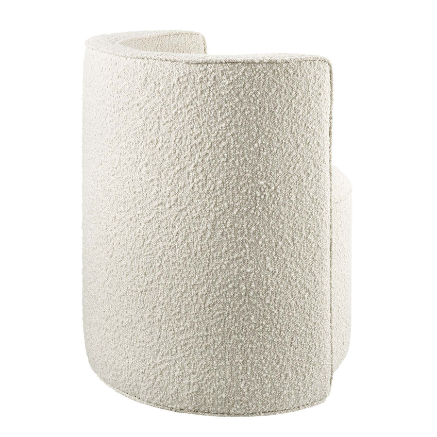 Leon Boucle Fabric Swivel Chair in Ivory