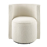 Leon Boucle Fabric Swivel Chair in Ivory