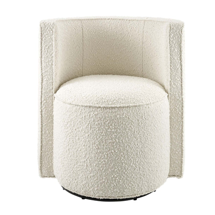 Della Boucle Fabric Swivel Chair in Ivory