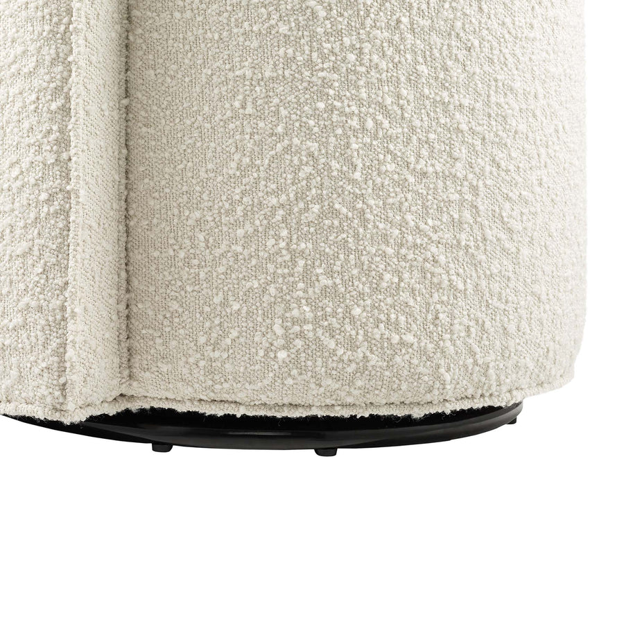 Leon Boucle Fabric Swivel Chair in Ivory