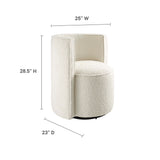 Leon Boucle Fabric Swivel Chair in Ivory