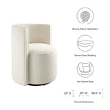 Leon Boucle Fabric Swivel Chair in Ivory
