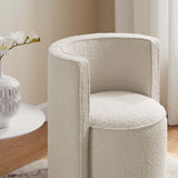 Leon Boucle Fabric Swivel Chair in Ivory