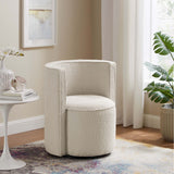 Leon Boucle Fabric Swivel Chair in Ivory
