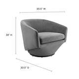Carlingford Performance Velvet Fabric Swivel Chair in Gray