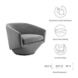 Carlingford Performance Velvet Fabric Swivel Chair in Gray