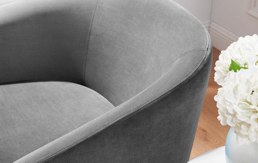 Carlingford Performance Velvet Fabric Swivel Chair in Gray