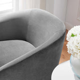 Carlingford Performance Velvet Fabric Swivel Chair in Gray