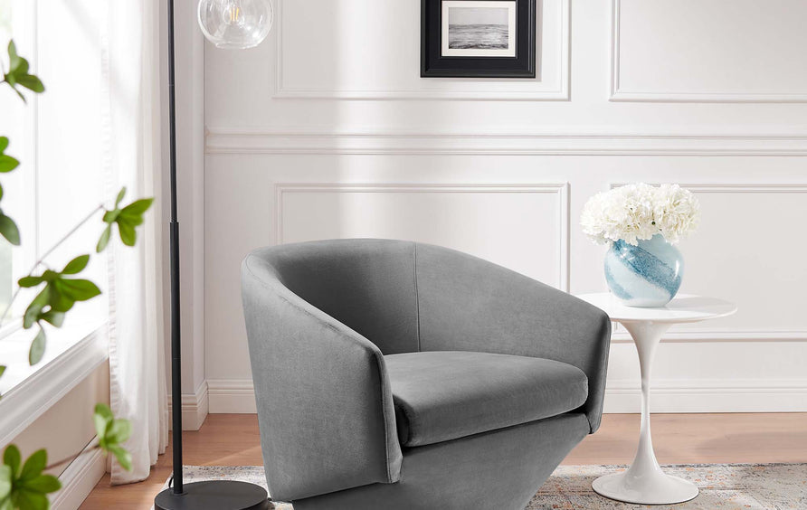 Carlingford Performance Velvet Fabric Swivel Chair in Gray